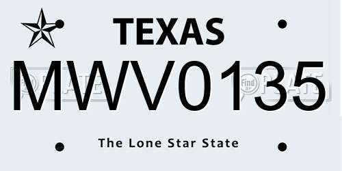 MWV0135 Texas License Plate