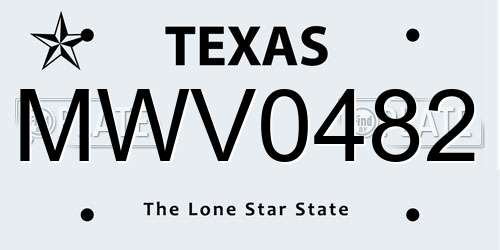 MWV0482 Texas License Plate