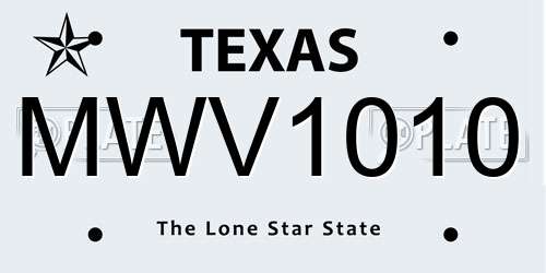 MWV1010 Texas License Plate