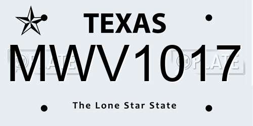 MWV1017 Texas License Plate