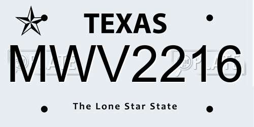 MWV2216 Texas License Plate