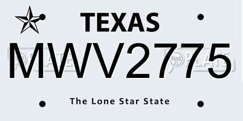 MWV2775 Texas License Plate