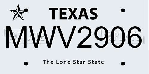 MWV2906 Texas License Plate