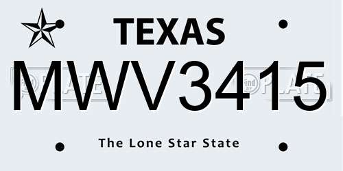 MWV3415 Texas License Plate