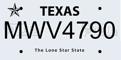 MWV4790 Texas License Plate