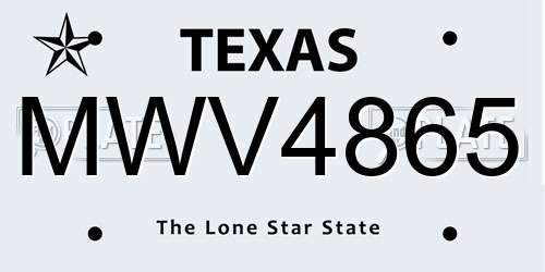 MWV4865 Texas License Plate