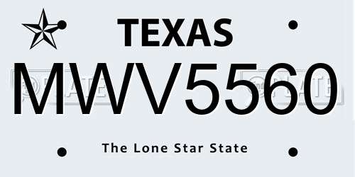 MWV5560 Texas License Plate