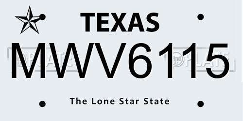 MWV6115 Texas License Plate