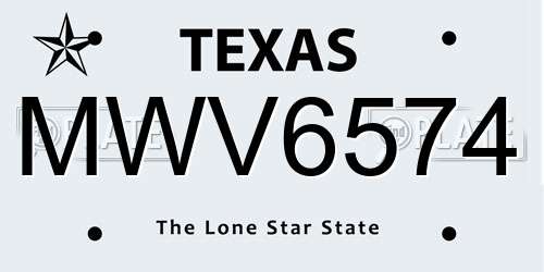MWV6574 Texas License Plate
