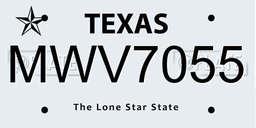 MWV7055 Texas License Plate