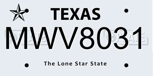 MWV8031 Texas License Plate
