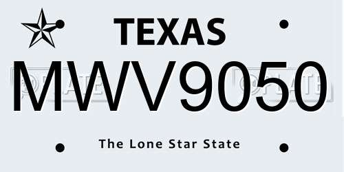 MWV9050 Texas License Plate