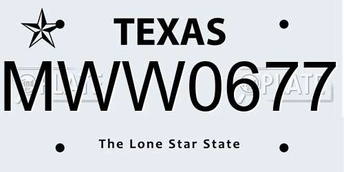 MWW0677 Texas License Plate