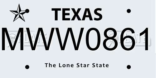 MWW0861 Texas License Plate