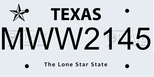 MWW2145 Texas License Plate