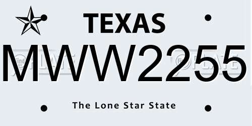 MWW2255 Texas License Plate