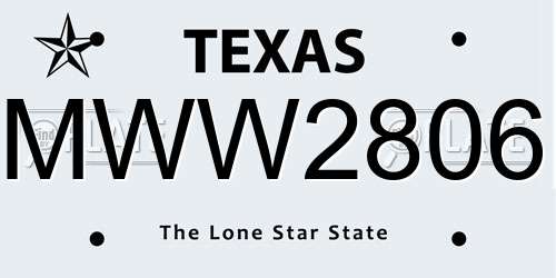 MWW2806 Texas License Plate