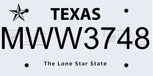 MWW3748 Texas License Plate