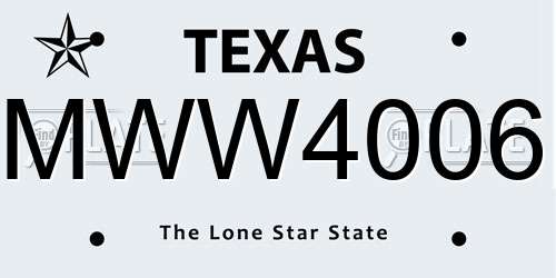 MWW4006 Texas License Plate