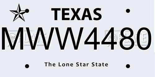 MWW4480 Texas License Plate
