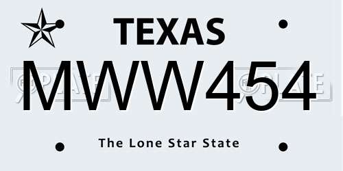 MWW454 Texas License Plate