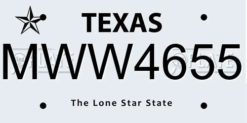 MWW4655 Texas License Plate