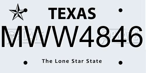 MWW4846 Texas License Plate