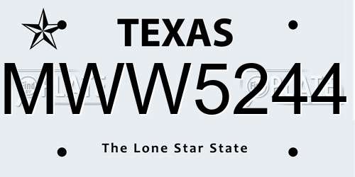 MWW5244 Texas License Plate
