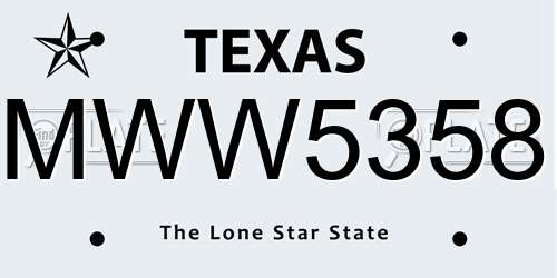 MWW5358 Texas License Plate