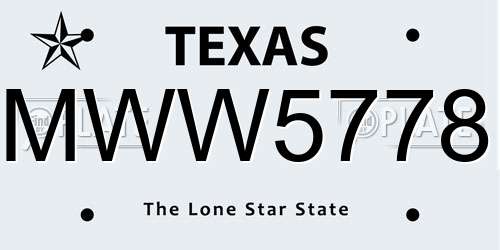 MWW5778 Texas License Plate