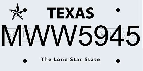MWW5945 Texas License Plate