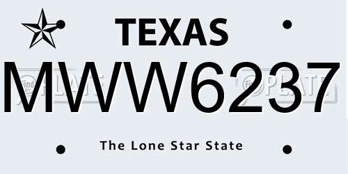 MWW6237 Texas License Plate