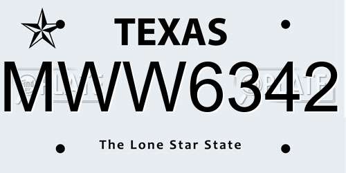 MWW6342 Texas License Plate