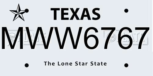 MWW6767 Texas License Plate