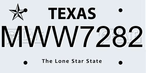 MWW7282 Texas License Plate
