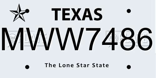 MWW7486 Texas License Plate