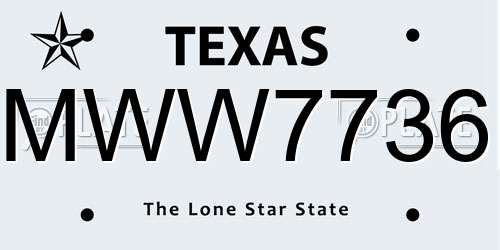 MWW7736 Texas License Plate
