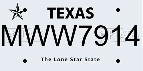 MWW7914 Texas License Plate