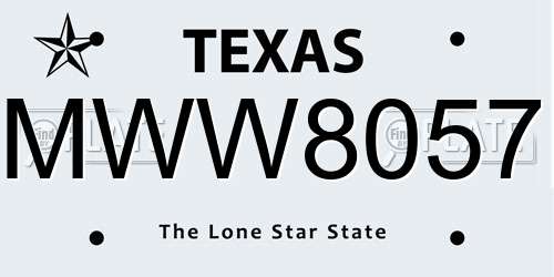 MWW8057 Texas License Plate