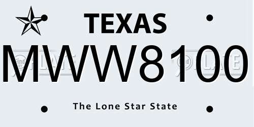 MWW8100 Texas License Plate