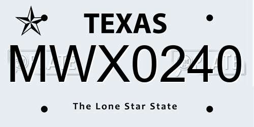 MWX0240 Texas License Plate