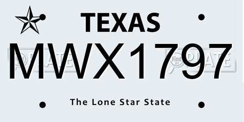 MWX1797 Texas License Plate