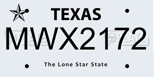MWX2172 Texas License Plate