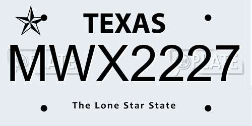 MWX2227 Texas License Plate