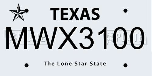 MWX3100 Texas License Plate