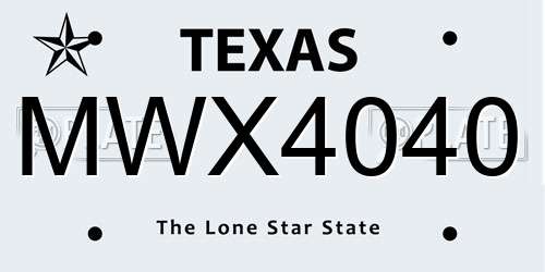 MWX4040 Texas License Plate