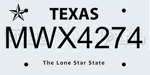 MWX4274 Texas License Plate