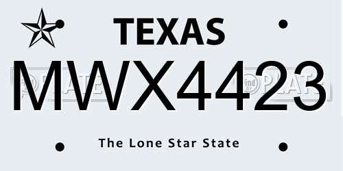 MWX4423 Texas License Plate