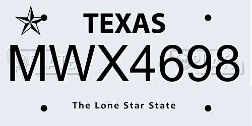 MWX4698 Texas License Plate