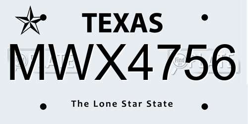 MWX4756 Texas License Plate